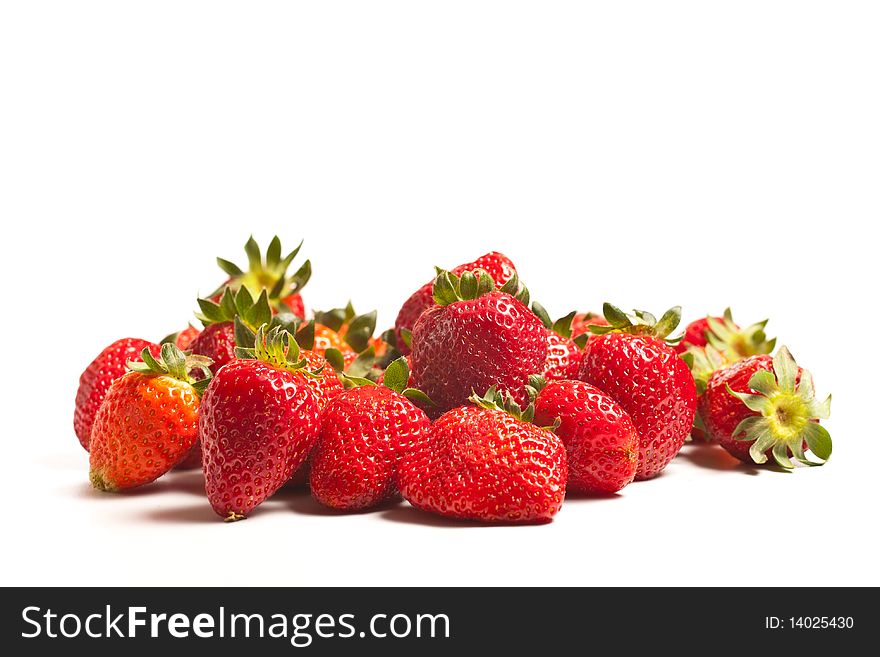 Fresh strawberries in glass on white isolated background. Fresh strawberries in glass on white isolated background