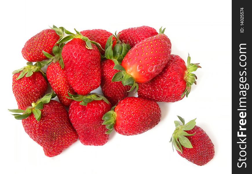 Juicy ripe strawberries isolated on white background