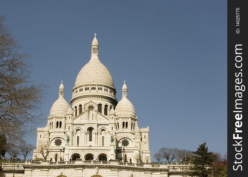 Sacre Coeur in Paris on a sunny summer's day