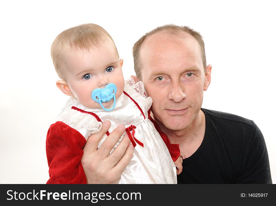 Father and daughter isolated over a white background