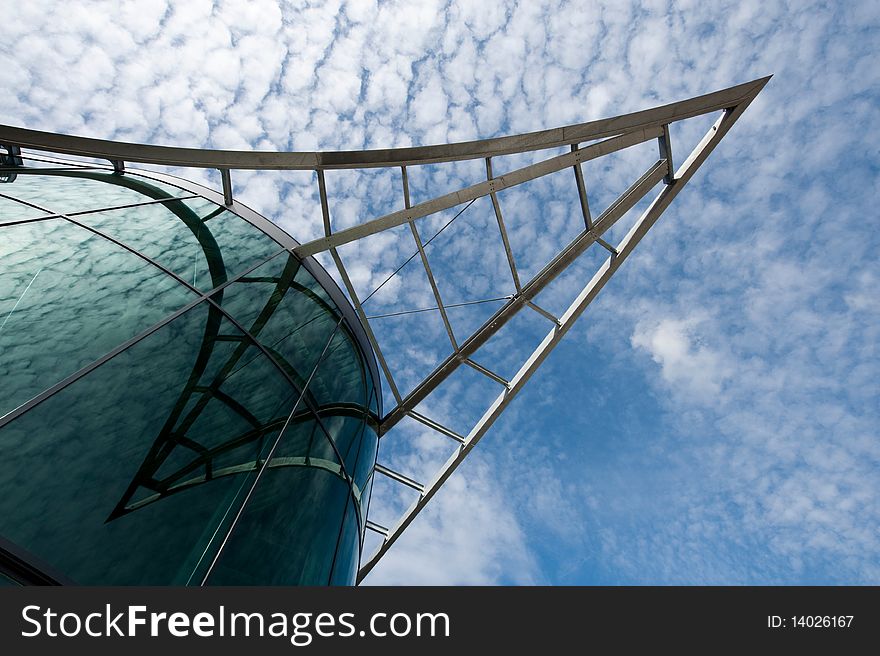 A glass building with a iron construction. A glass building with a iron construction