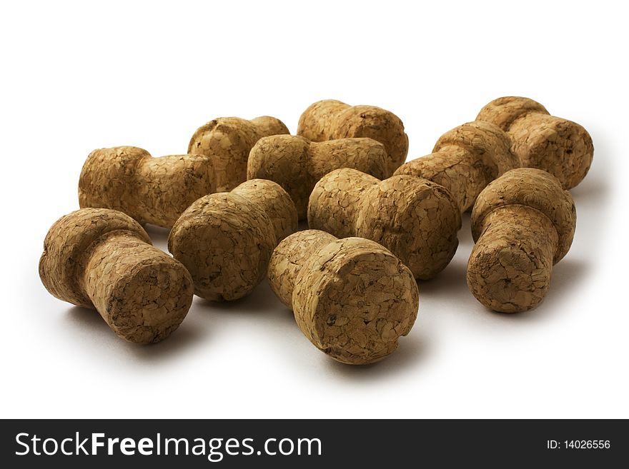 Wine corks isolated on white background