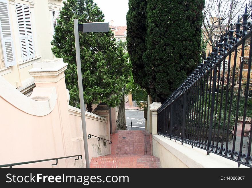 Stairs in Monaco during sunny day