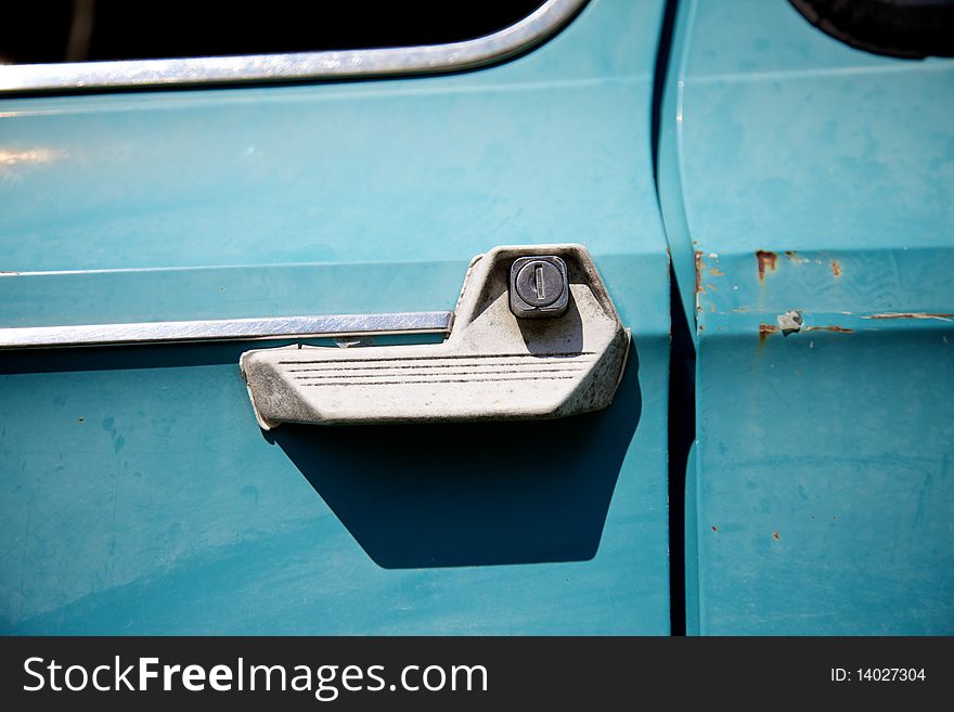 Old citroen 2cv door. Abandoned car out in the fields. Old citroen 2cv door. Abandoned car out in the fields