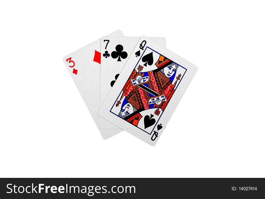 Playing cards isolated against white background