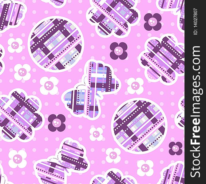 Seamless Pattern With Butterflies And Flowers