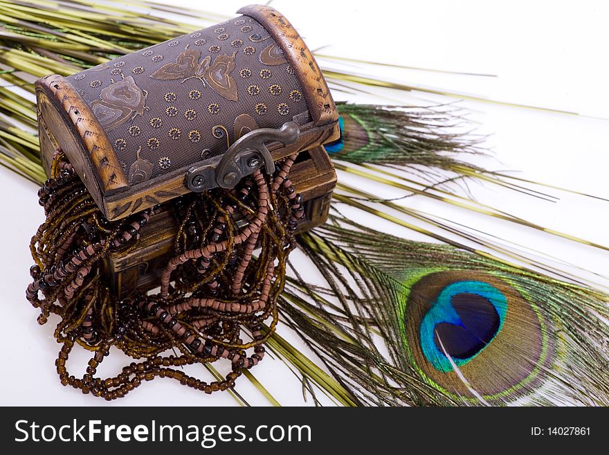 Chest - Jewellery, Peacock Feather