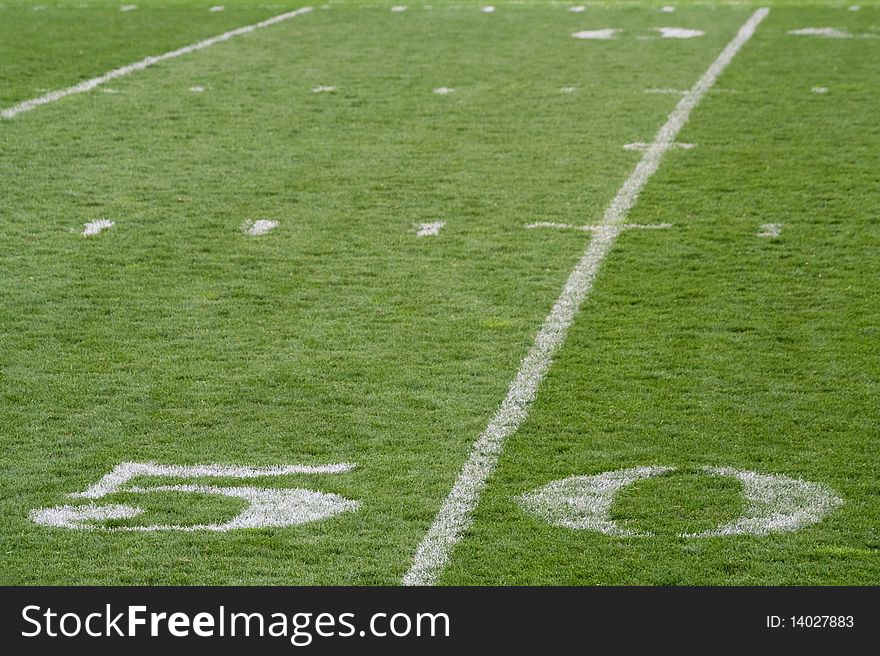 Fifty yard line of football field