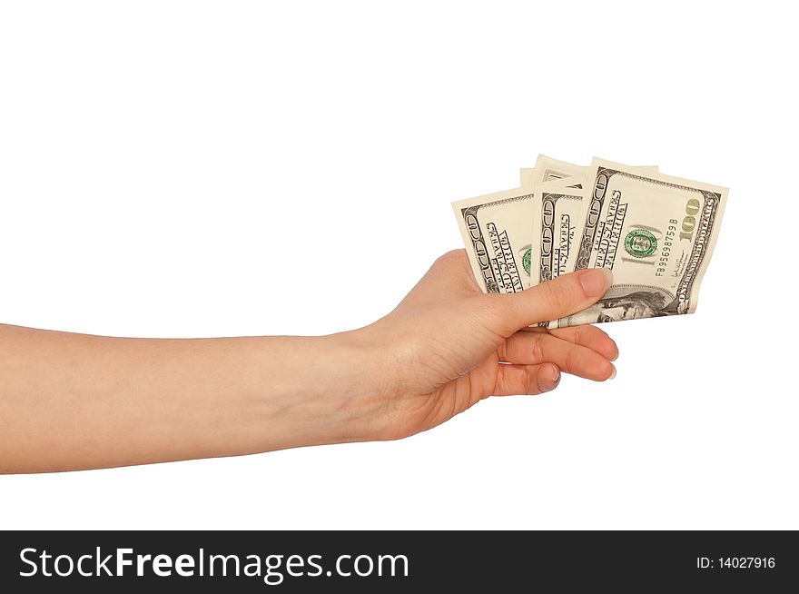 Woman holding dollars in the hand for buying goods
