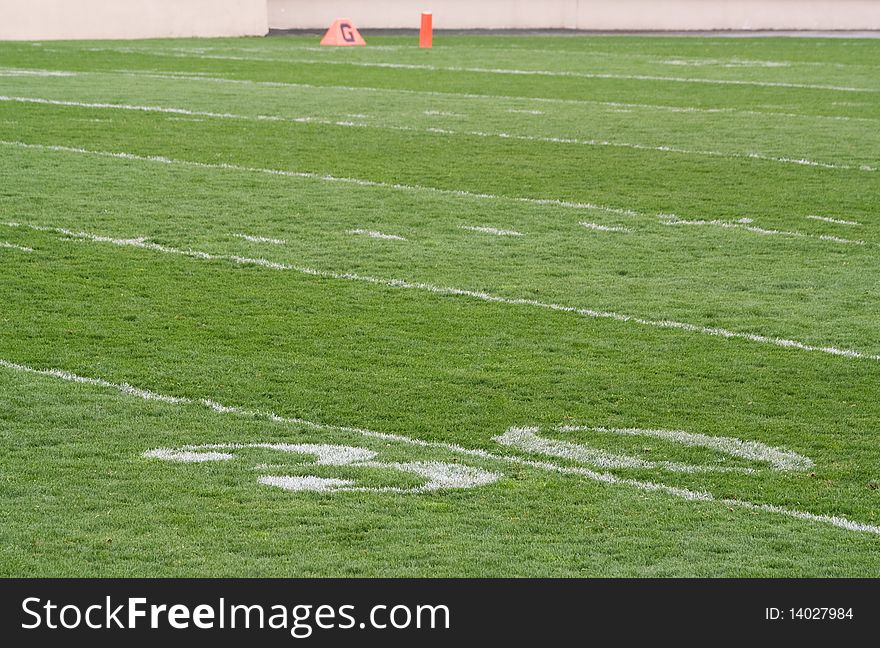 Thirty yard line of football field