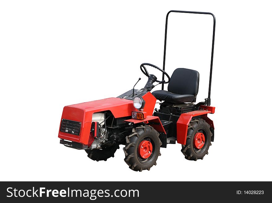 Red tractor separately on a white background