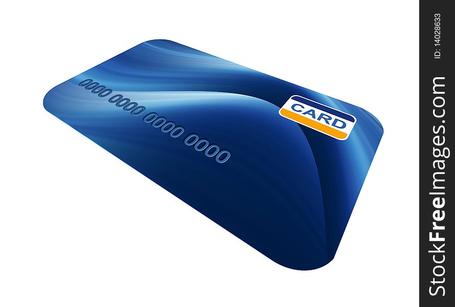 Blue credit card over white background. Illustration