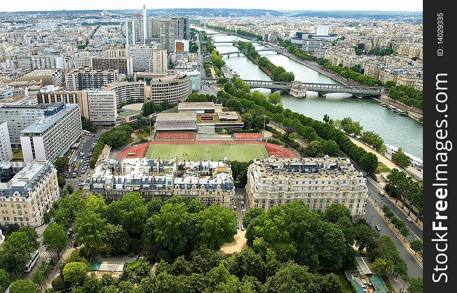 Aerial view of Paris with the Eiffel tower. Aerial view of Paris with the Eiffel tower