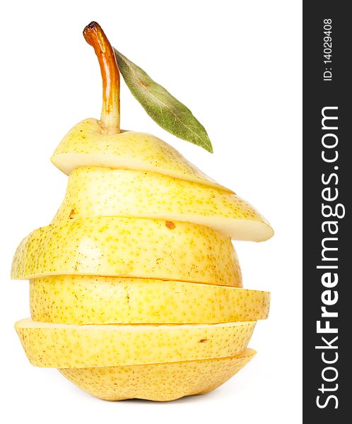Juicy yellow pear isolated on a white
