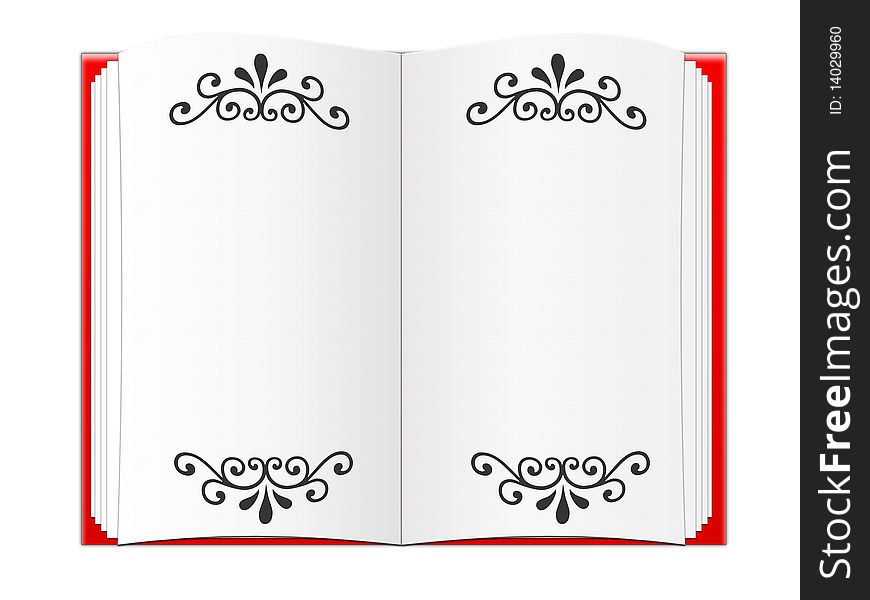 Illustration of an empty book with a red cover
