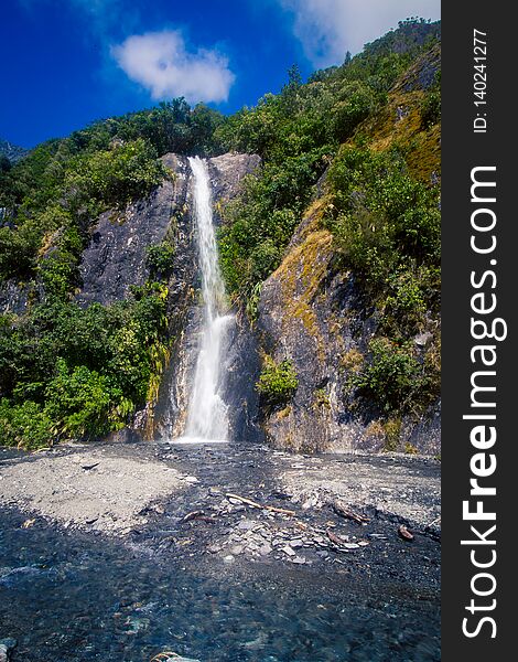 Waterfall In South Island New Zealand