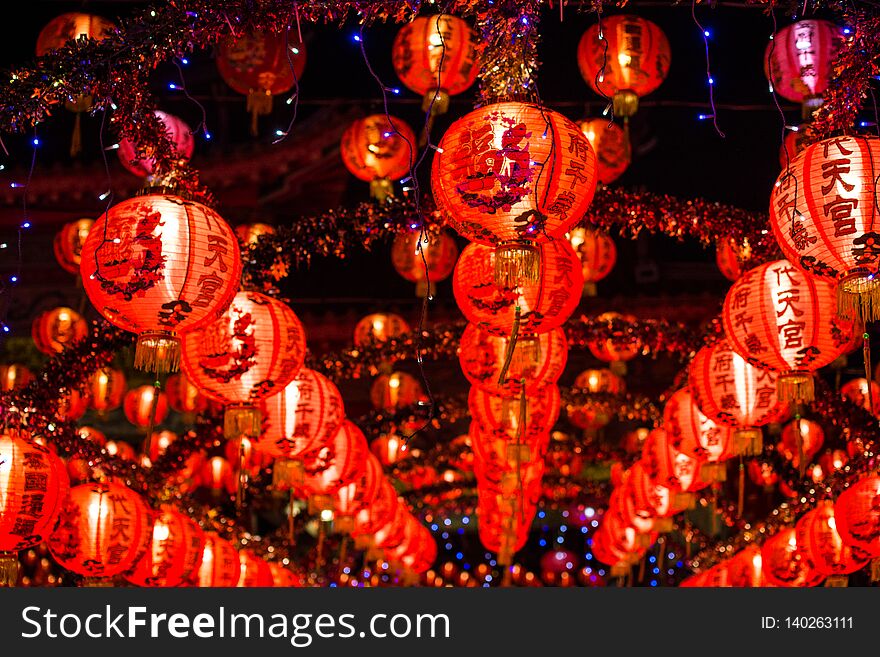 Chinese new year lanterns in china town,Thailand
