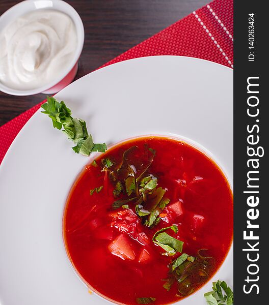 Red borsch, ukrainian cuisine
