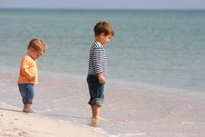 Two Kids On Beach Royalty Free Stock Image