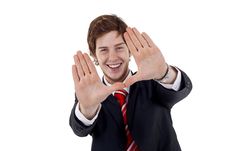 Making A Hand Frame Royalty Free Stock Photos Making A Hand Frame Royalty Free Stock Photos