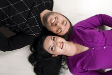 Top View Of  Happy Young Couple On Floor Royalty Free Stock Photo