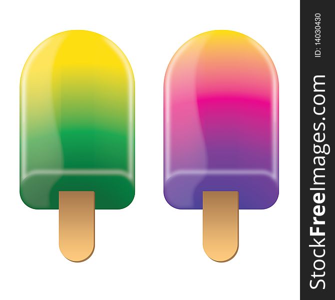 Two ice creams with colorful flavor. Two ice creams with colorful flavor