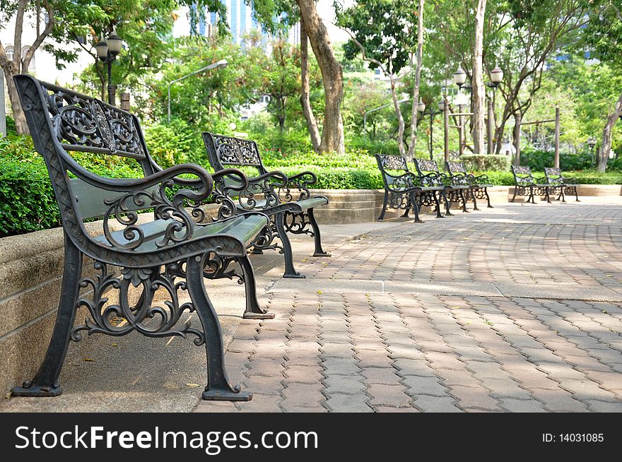 Iron bench in park, at Bangkok Thailand. Iron bench in park, at Bangkok Thailand