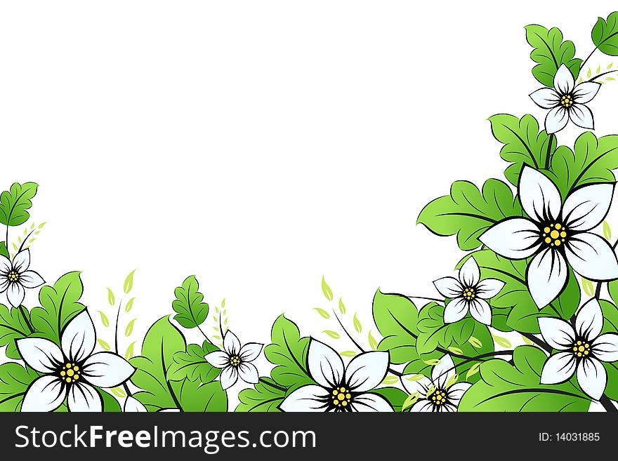 Abstract Background with flowers and leaves for your design. Abstract Background with flowers and leaves for your design