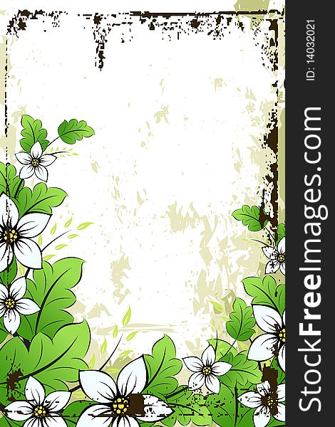 Grunge Flower Background With Leaves