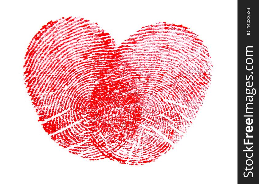 Red heart made of fingerprints