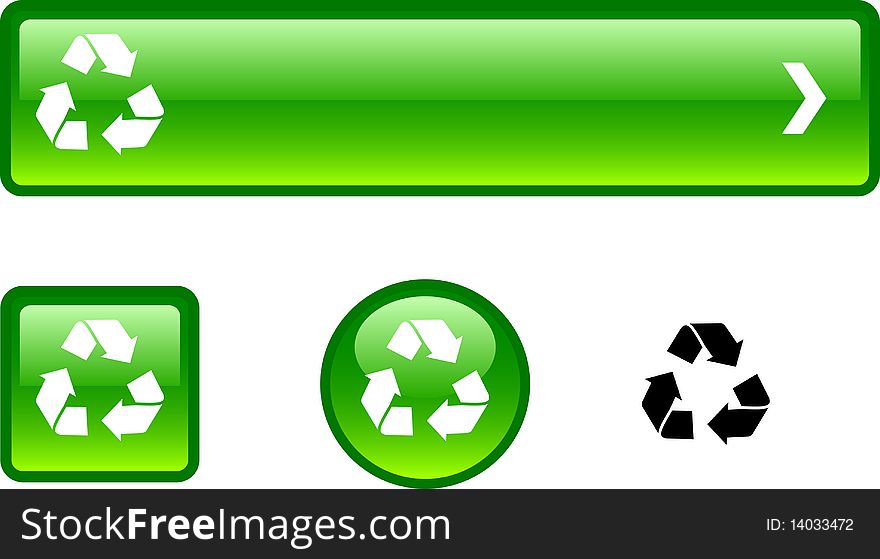 Recycle web buttons. Set of illustration. Recycle web buttons. Set of illustration.