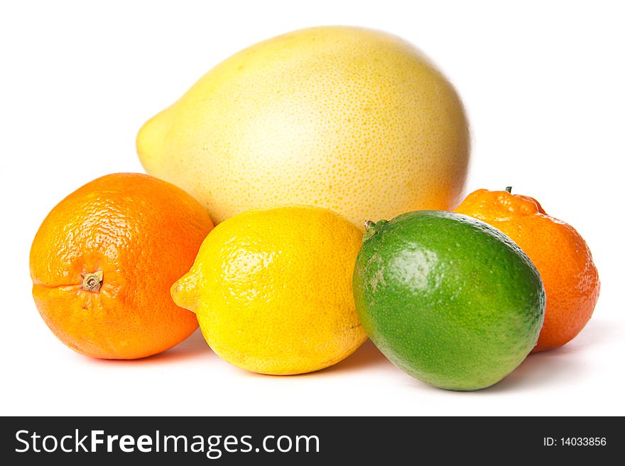 Citrus fruits on a white.