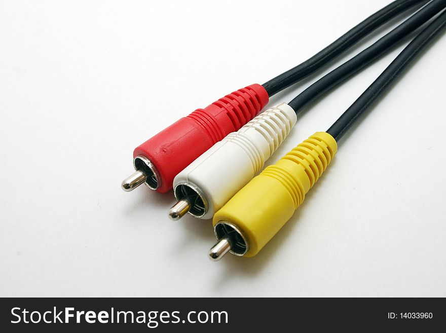 Component video cable 3 jack close up. Component video cable 3 jack close up