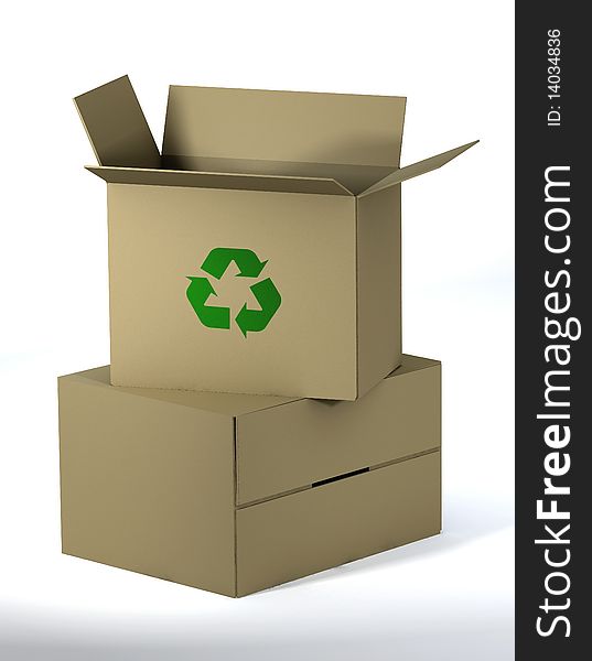 Paper cartons  for recycling done in 3d. Paper cartons  for recycling done in 3d