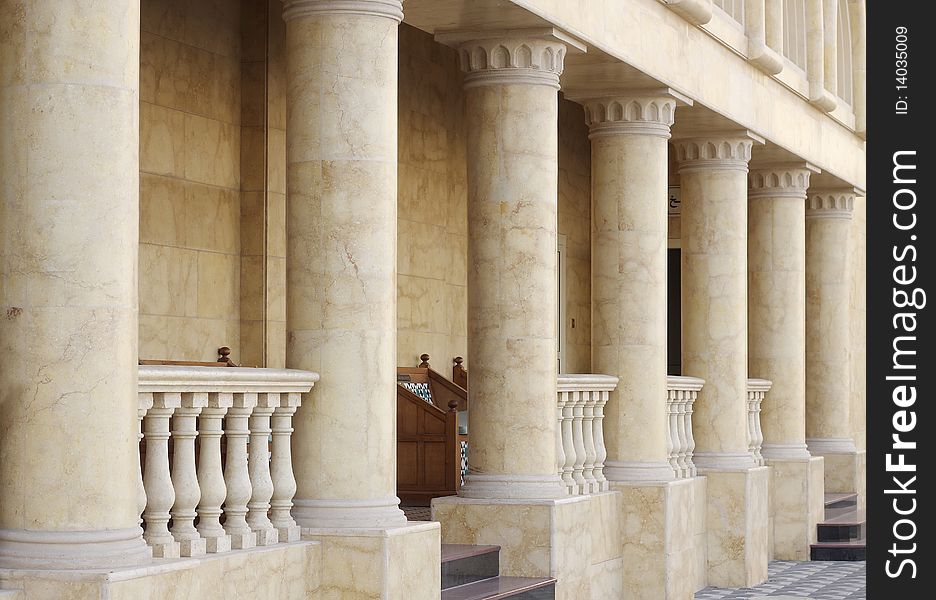 Pillars in Sabeeka Bent Ebrahim Mosque in Isa Town Bahrain. Pillars in Sabeeka Bent Ebrahim Mosque in Isa Town Bahrain