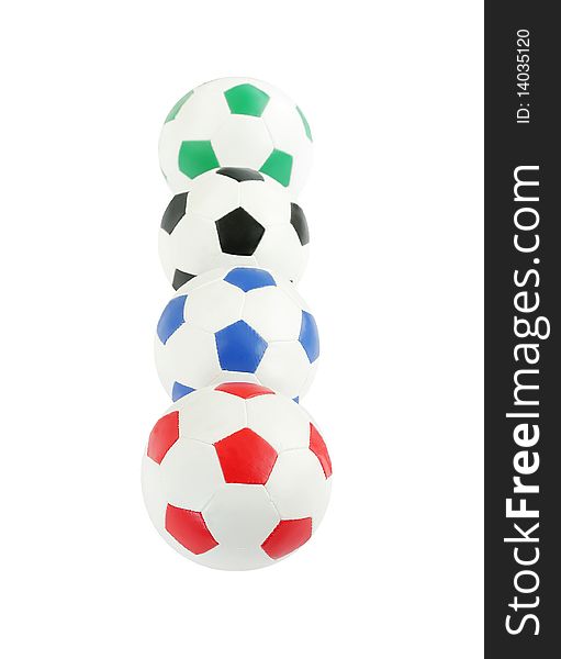 Footballs Arranged In A Row At Shallow DOF