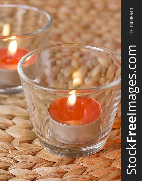 Orange romantic candles tea light