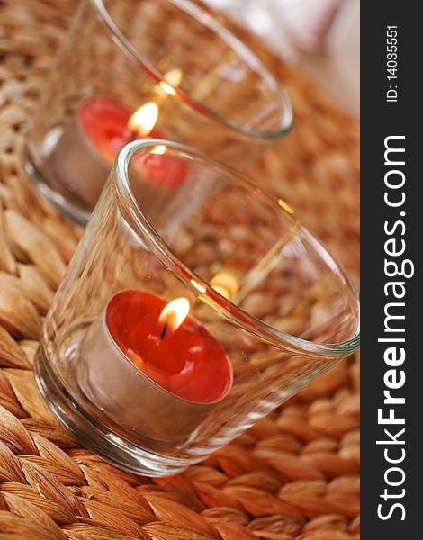 Orange romantic candles tea light