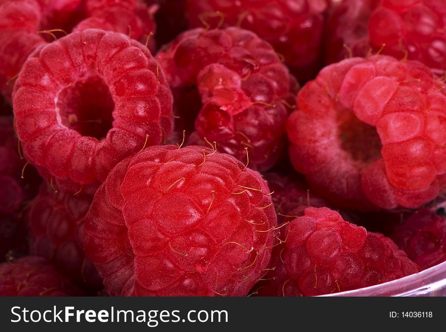 Fresh colorful healthy raspberries for breakfast