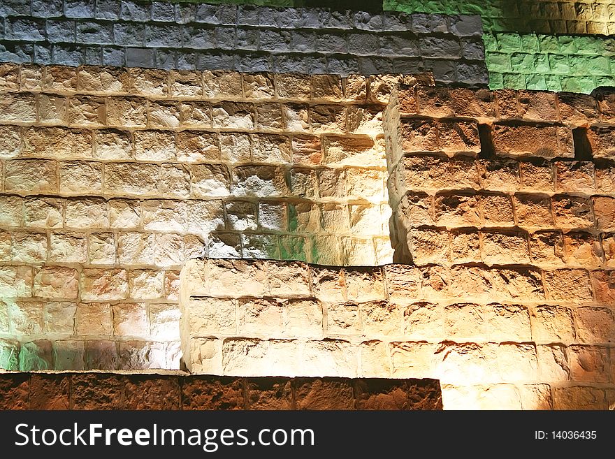 A Lit Wall Near Quran Gate In Iran