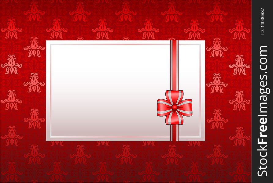 Red greeting card with red bow