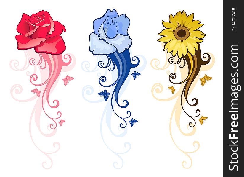 Floral design elements with flowers