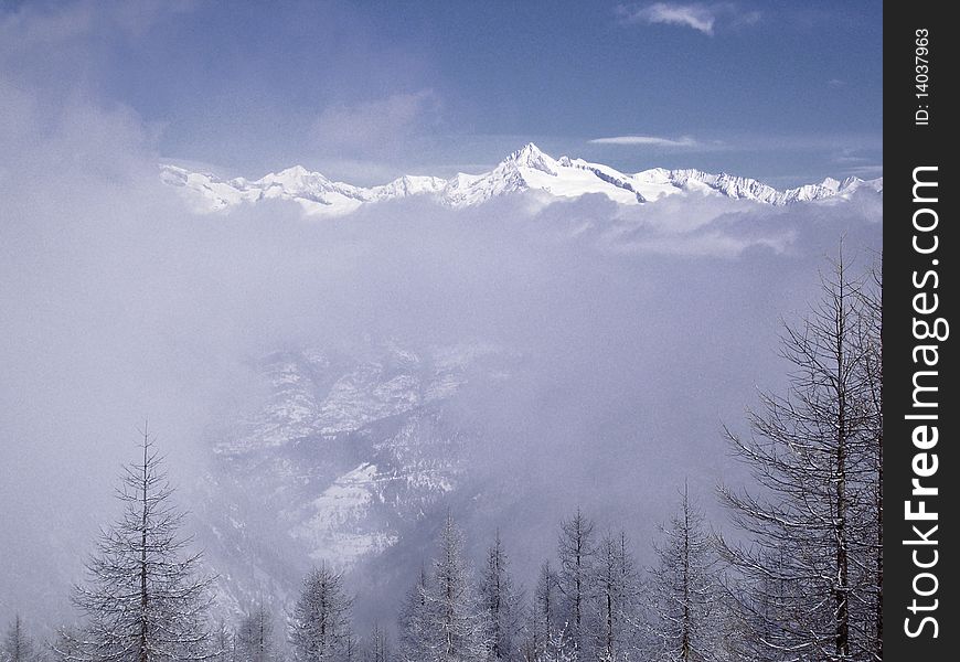 Cold morning in swiss alps