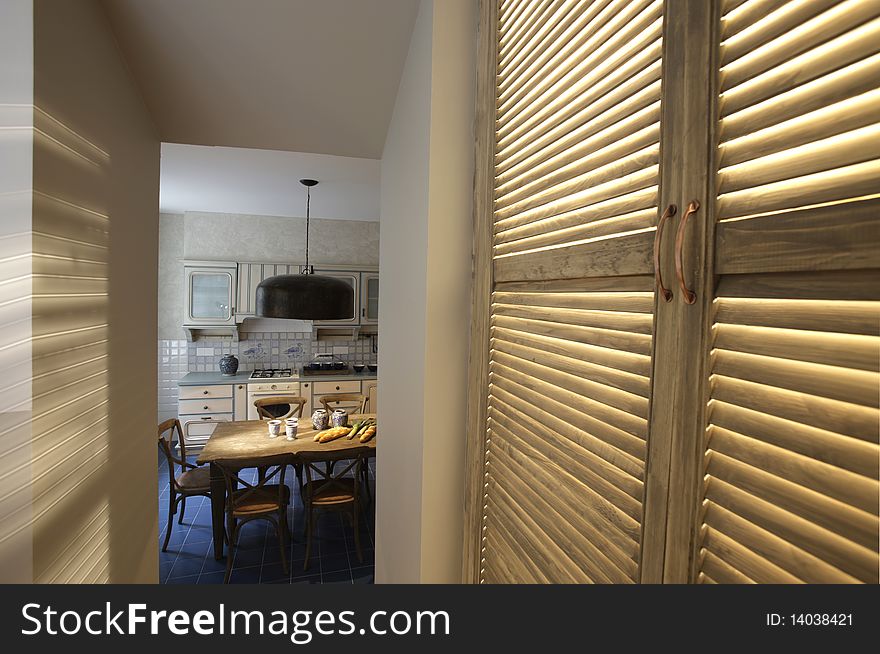 corridor with window and jalousie