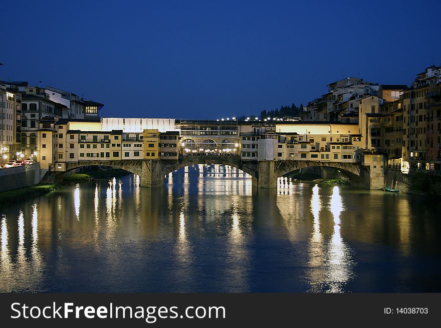 Old Bridge at night in Florence, Italy. Old Bridge at night in Florence, Italy