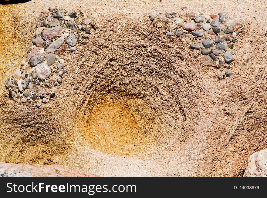 Stone abstraction dug by a mountain stream