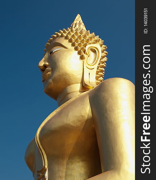 Buddha statue , profile shot taken in the midday, Wat Khao Phra Bat temple, Pattaya