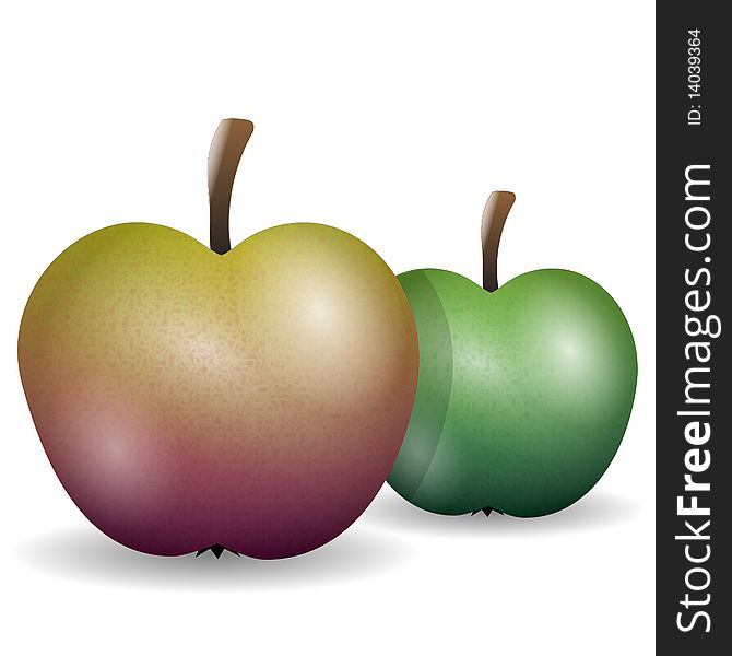 Illustration of red and green apples as a symbol of health.