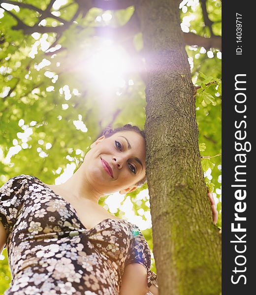 Young Woman In Park, Smiling