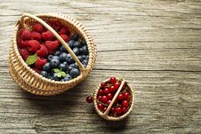 Berries Fruits On Wooden Background Royalty Free Stock Photo